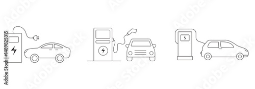 Electric car charging station icon vector . Car charging point icon png. Electric plug symbol. Electricity sign. Green energy vector illustration. Wire with plug and lightning bolt pictogram.