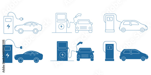 Electric car charging station icon vector . Car charging point icon png. Electric plug symbol. Electricity sign. Green energy vector illustration. Wire with plug and lightning bolt pictogram.