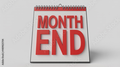 Red month end sign on desk calendar