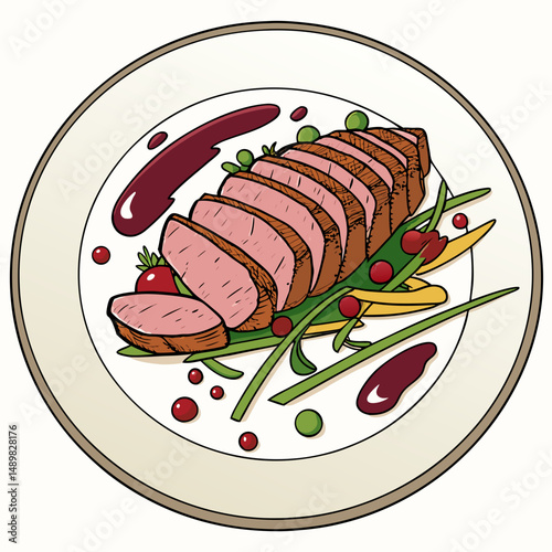 grilled sausage with vegetables