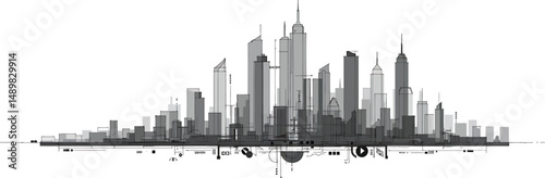 Minimalist City Skyline Schematic