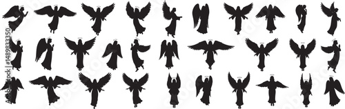 Angel silhouette vector collection: christmas angels, flying angels, guardian angels, and more cliparts