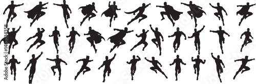 Superhero silhouette vector art collection for graphic design and web design elements and illustrations