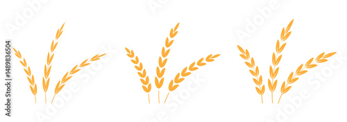 Wheat symbol vector. Wheat symbol vector illustration. Wheat symbol vector. Wheat symbol vector illustration. Wheat logo. Grain spikes set icons. Grain icon.