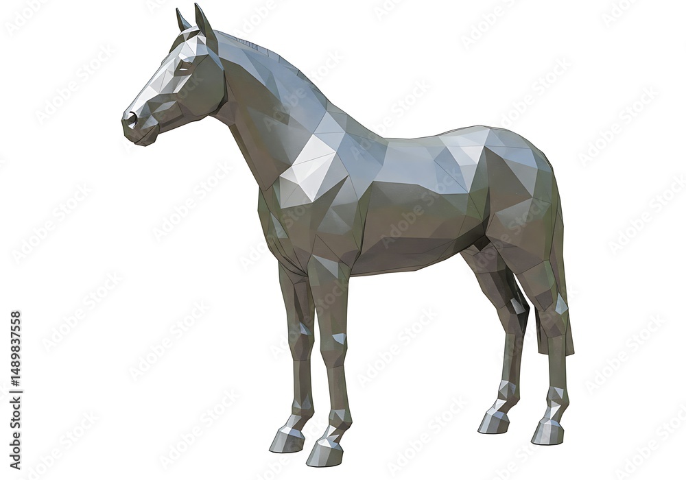 Obraz premium Facet of Steel: Equine Geometry