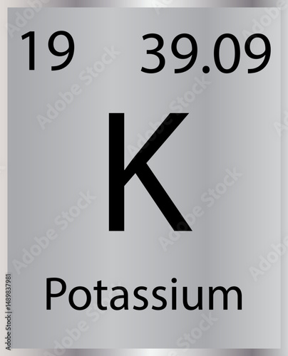 Potassium Silver & Black Contrast Periodic Table Tile Icon