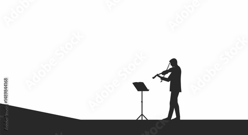 Minimalist Violinist Under the Moon