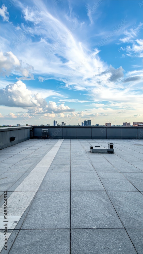 Fototapeta premium Empty Rooftop with Expansive Negative Space and Stunning Sky View