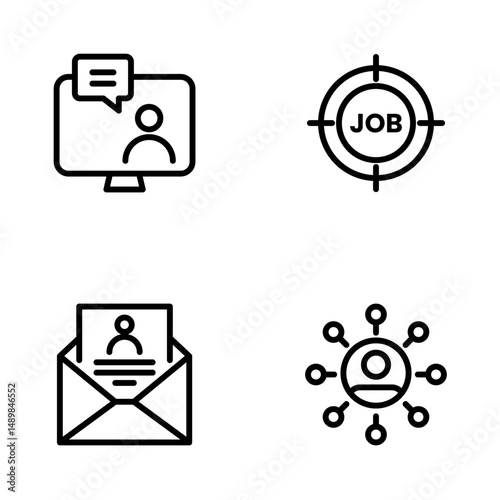 Hiring Process Line Icons. Recruitment, Job Application, Interview, Candidate Selection Vector Set
