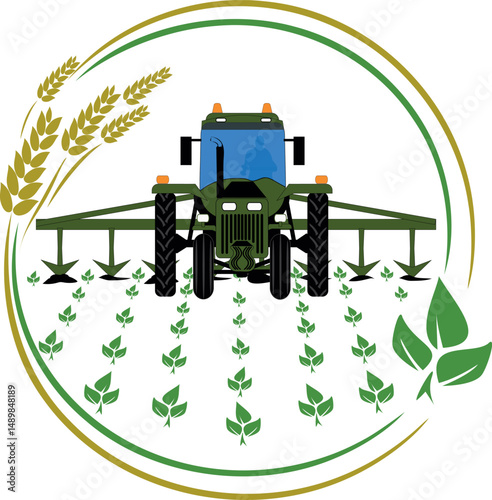 tractor loosens the soil. soil cultivation. Vector illustration, tractor with cultivator loosens the soil
