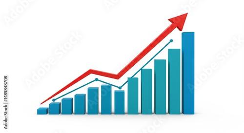 Free Download A graph with a red arrow pointing upwards and blue bars - GFXLoad