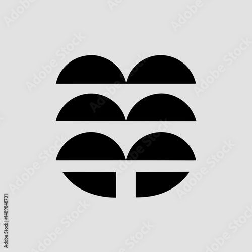 Abstract black semicircle design element transparent background