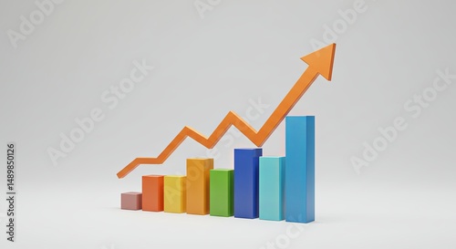 A colorful bar chart with a red arrow pointing upwards Free Download A colorful bar chart with a red arrow pointing upwards - GFXLoad