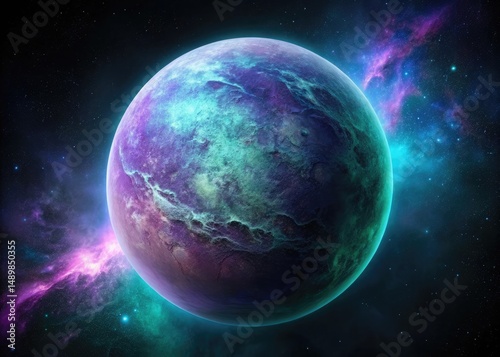Vibrant Teal and Purple Alien Planet