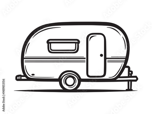 Travel Trailer line art illustration