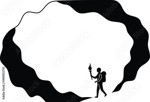Cave Explorer Minimalist Vector