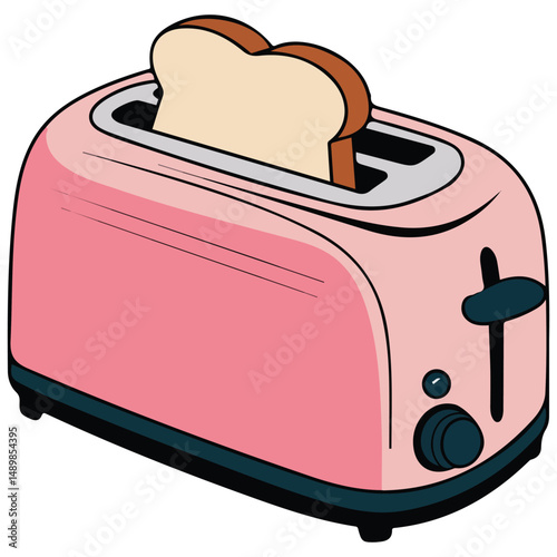 Toaster kitchen appliance breakfast gadget isolated vector illustration on white background