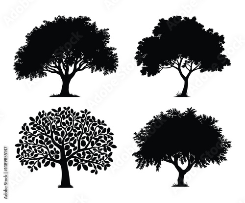 Elegant Orange Tree Silhouette Template