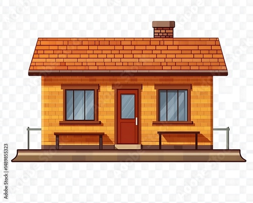 Simple train station illustration