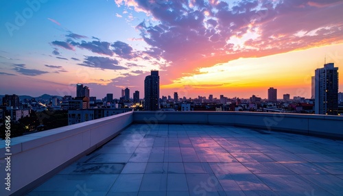 Rooftop Scene Using Color to Create Mood and Atmosphere at Sunset