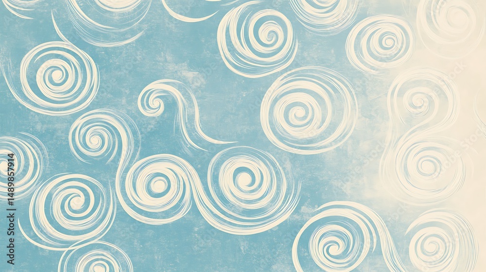 Fototapeta premium Abstract design featuring a light blue and creamy white background with swirling lines creating a simple yet elegant pattern, ideal for modern and minimalist decor themes.