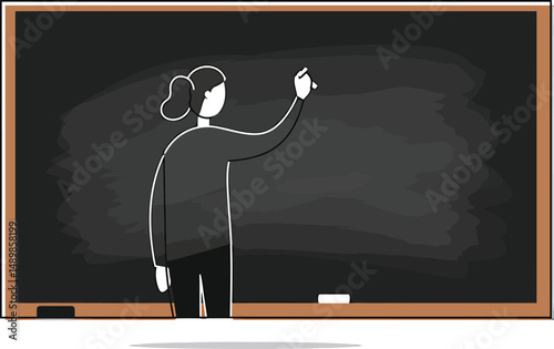 Minimalist Teacher and Chalkboard Vector