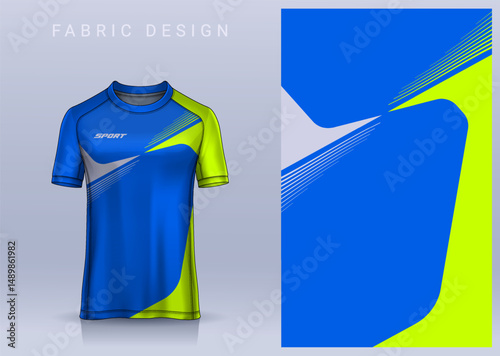 Fabric textile design for Sport t-shirt, Soccer jersey mockup for football club. uniform front view.	