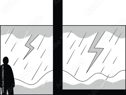 Watching the Storm - Minimalist Vector
