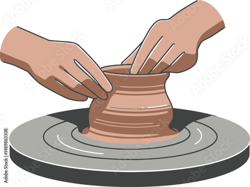 Potter at Wheel Vector Design