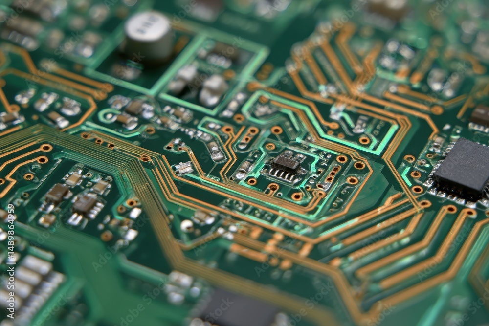 Fototapeta premium Close-up of a Circuit Board's Intricate Design