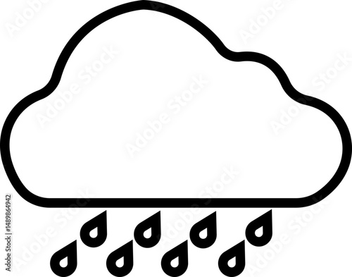 Weather line icons set. Sun, rain, thunder storm, dew, wind, snow cloud, night sky render style symbol isolated on transparent background