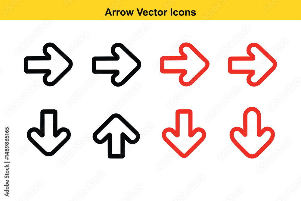 Vector Arrow Icons Collection – Directional, Curved, and Decorative Arrow Symbols. Vector Navigation Symbols for UI and Web Interfaces
