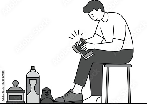 Polishing Shoes: Minimalist Vector Design