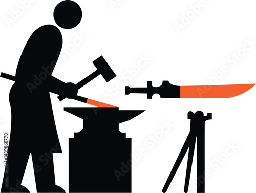 Blacksmith Forging Blade - Minimalist Vector