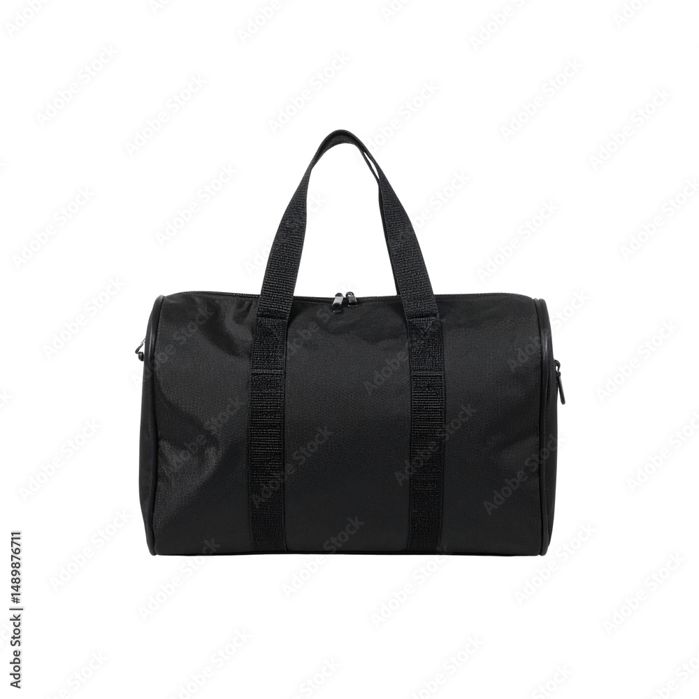 Stylish black travel duffle bag for weekend trips gym on transparent background Stylish black travel duffle bag for weekend trips gym on transparent background