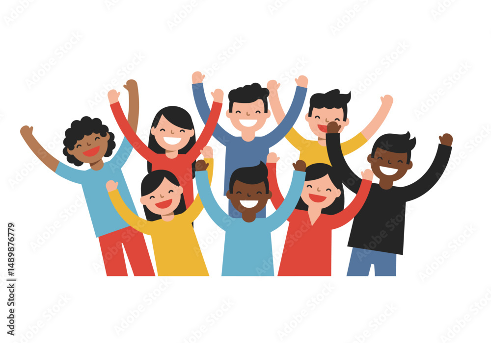 Obraz premium Happy Friendship Day Illustration, Friends Hugging and Meeting Up in a Joyful Reunion