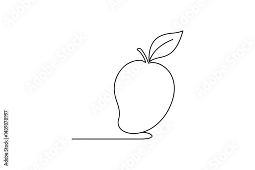 Mango fruit continuous one line drawing minimalism design