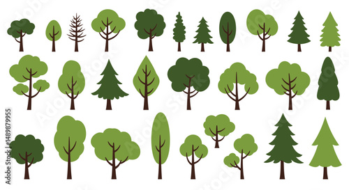 Diverse Illustrated Trees Collection for Design & Education
