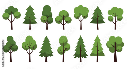 Diverse Illustrated Trees Collection for Design & Education