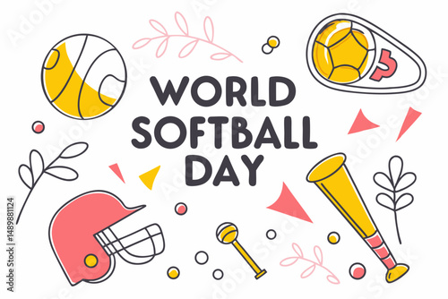 WORLD SOFTBALL DAY vector illustration
