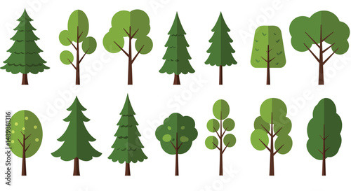 Diverse Illustrated Trees Collection for Design & Education