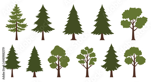 Diverse Illustrated Trees Collection for Design & Education