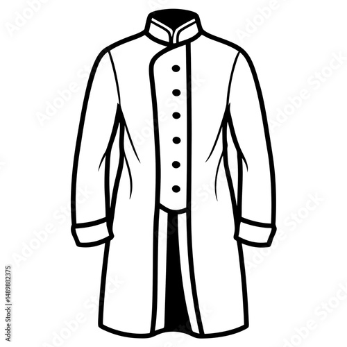 Sherwani Silhouette Vector – Black on White