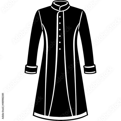 Sherwani Silhouette Vector – Black on White