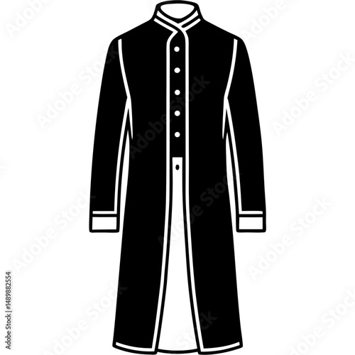 Sherwani Silhouette Vector – Black on White