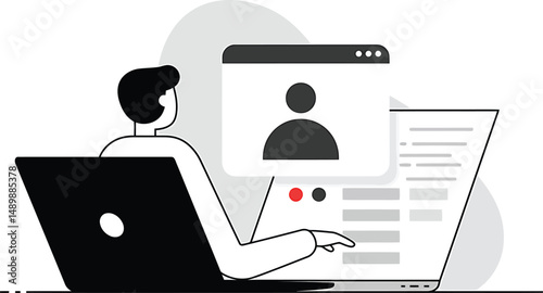 Minimalist Video Conference Vector Illustration