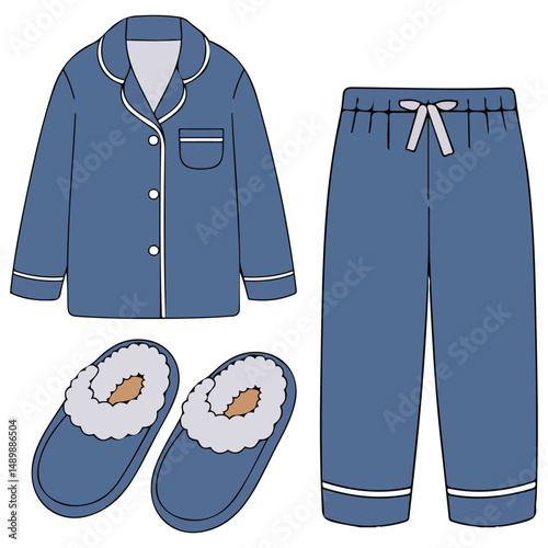 Sleepwear clothes for bedtime comfort isolated vector illustration on white background