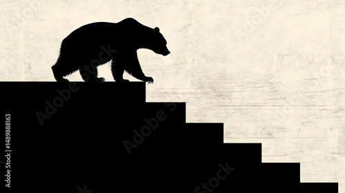Financial Descent: Bear Market Symbolism on Declining Staircase Illustration
