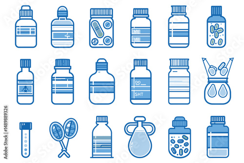 Medicine dosage forms blue editable stroke outline icon isolated on white background flat vector illustration.