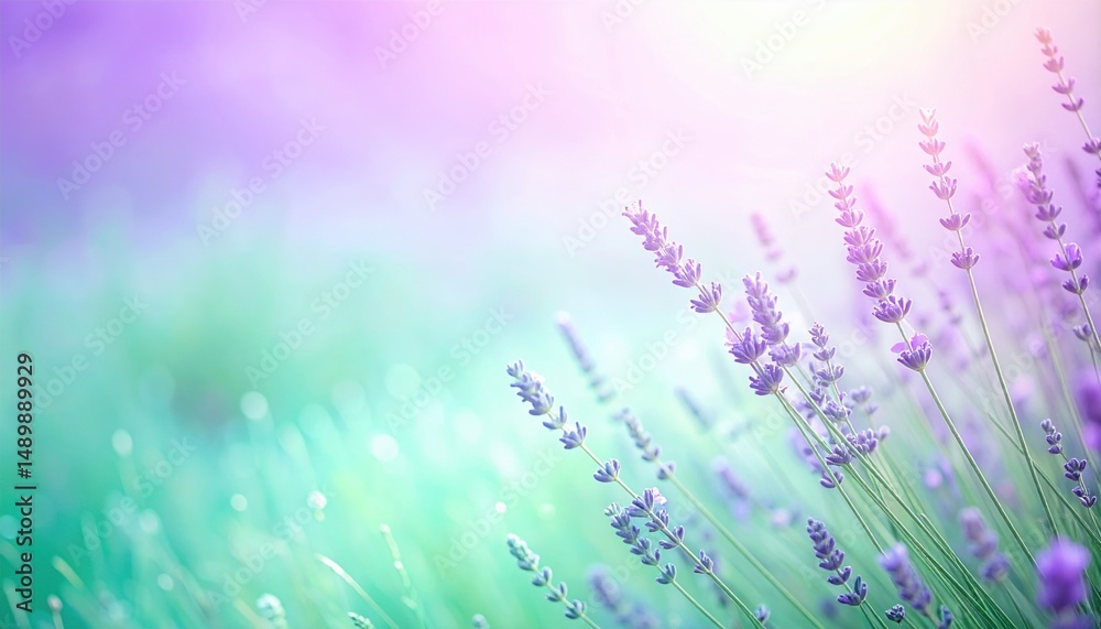 Obraz premium Lavender blooms in a serene nature landscape soft focus background gentle light tranquil environment